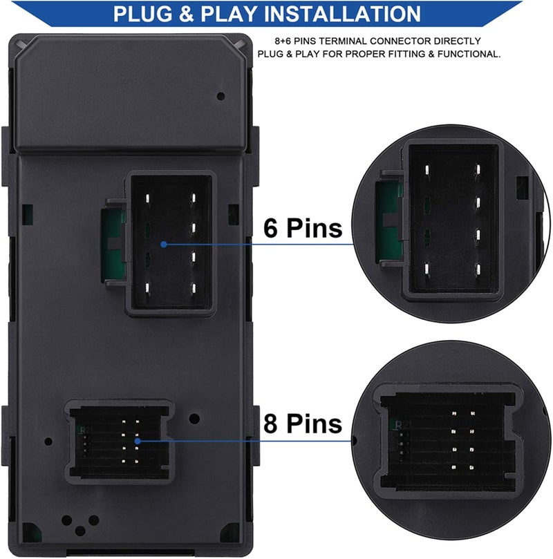 Obaee Power Window Control Switch Button & Front Driver Side Door Lock & Mirror Switch Compatible with Chevrolet Silverado/GMC Sierra 1500 2500 HD 3500 HD 2007-2013 - Image 3